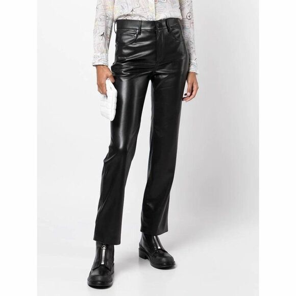 Alice Olivia Amazing Vegan Leather Straight Leg Pants in Black